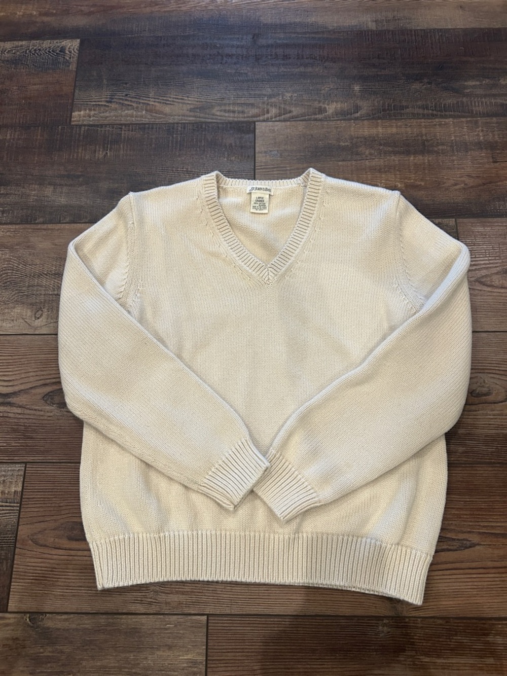 St. John's Bay Men's Cream V-Neck Pullover Sweater